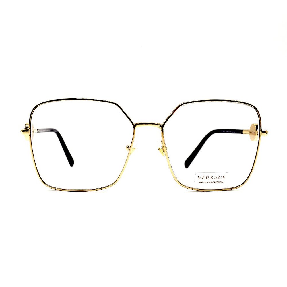 NEW VERSACE VE2227 10021W GOLD BLACK CLEAR LENS AUTHENTIC SUNGLASSES - Picture 2 of 6